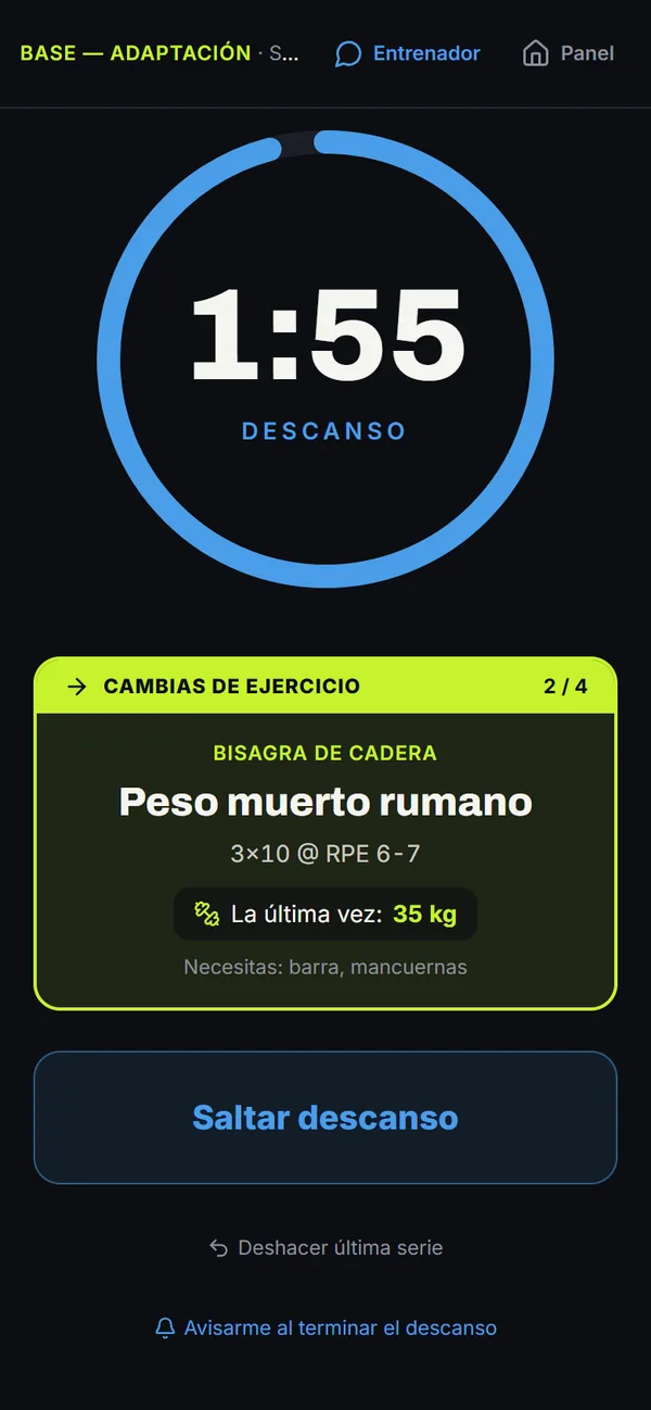 El descanso: Cuenta atrás y lo que viene: el siguiente ejercicio y con qué equipo.
