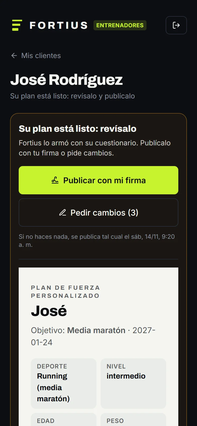 Panel de revisión del plan