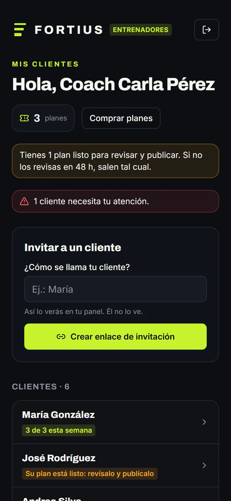 Tablero de clientes